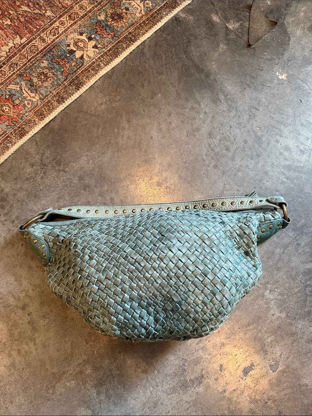 Fossil Woven Leather Shoulder Bag in Light Teal - Picture 7 of 11
